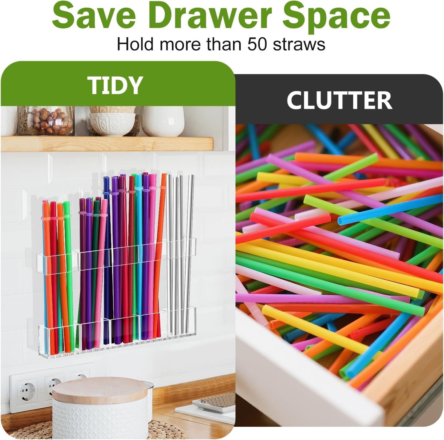 Adjustable Closet Acrylic Straw Holder