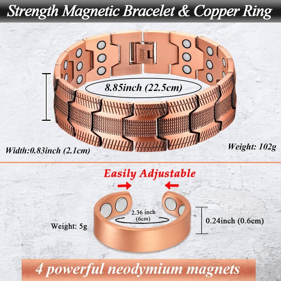 Red Copper Magnetic Therapy Bracelet