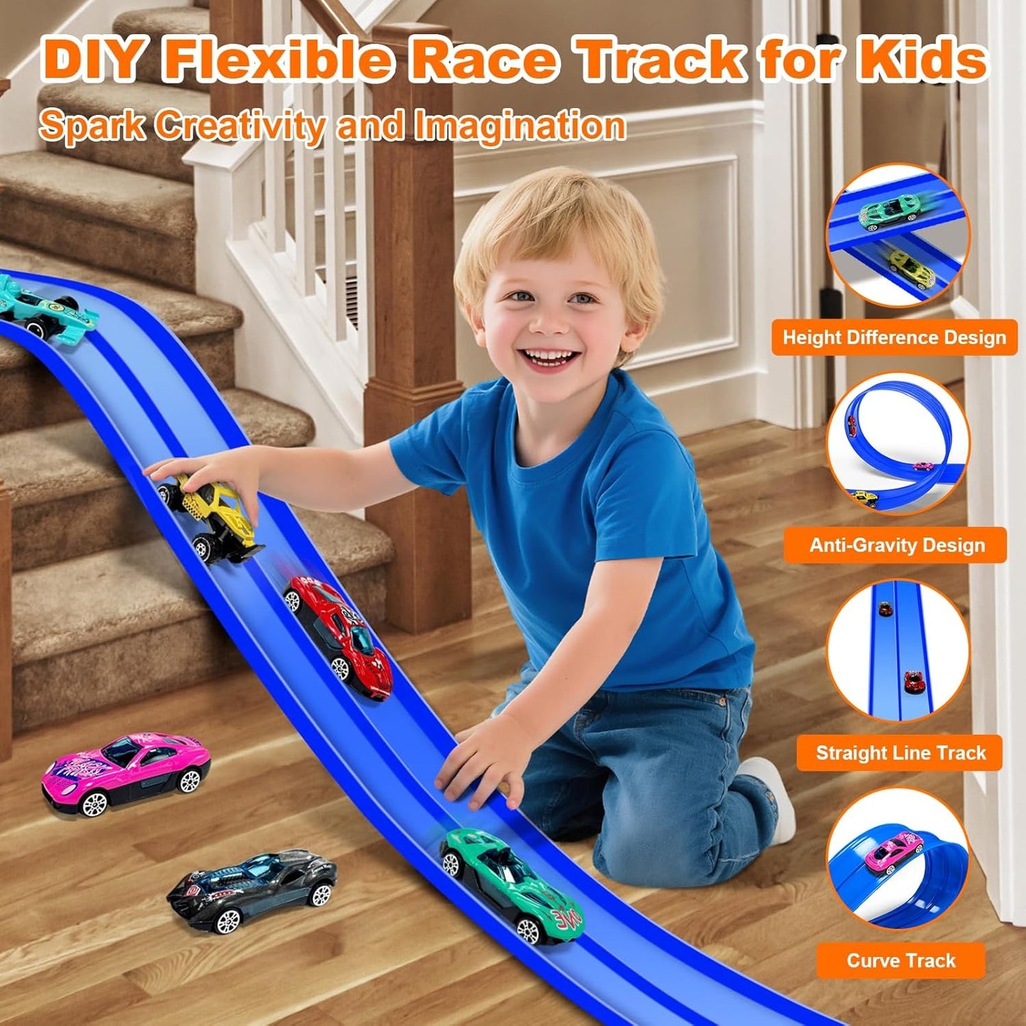🏎️DIY Children's Alloy Car Suction Cup Race Track