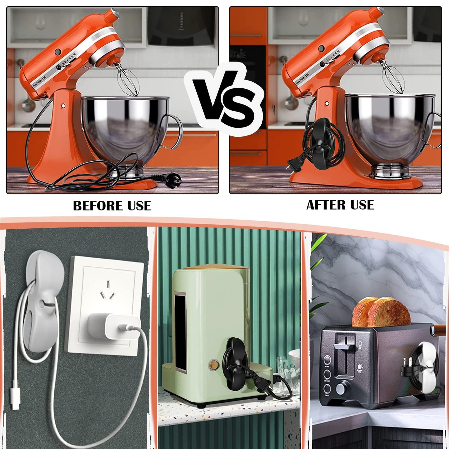 Drill-Free Cable Organizer for Home Appliances