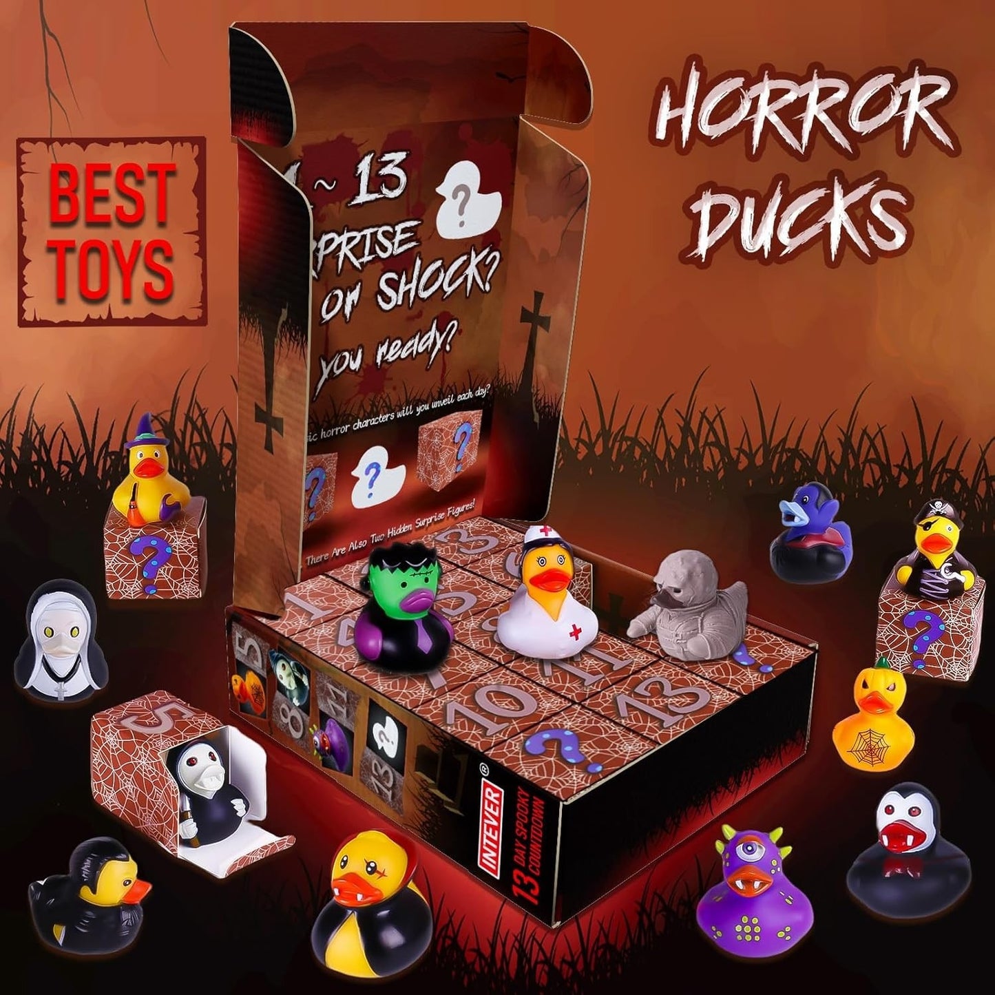 🎃🎄13-Day Rubber Duck Advent Calendar – Halloween & Xmas Surprise