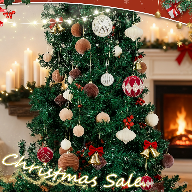 Flocked Christmas Ball Pendant