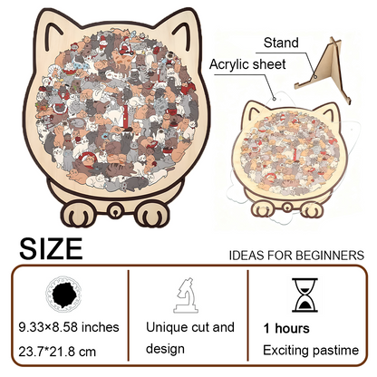 135-Piece Wooden Cat-Shaped Puzzle