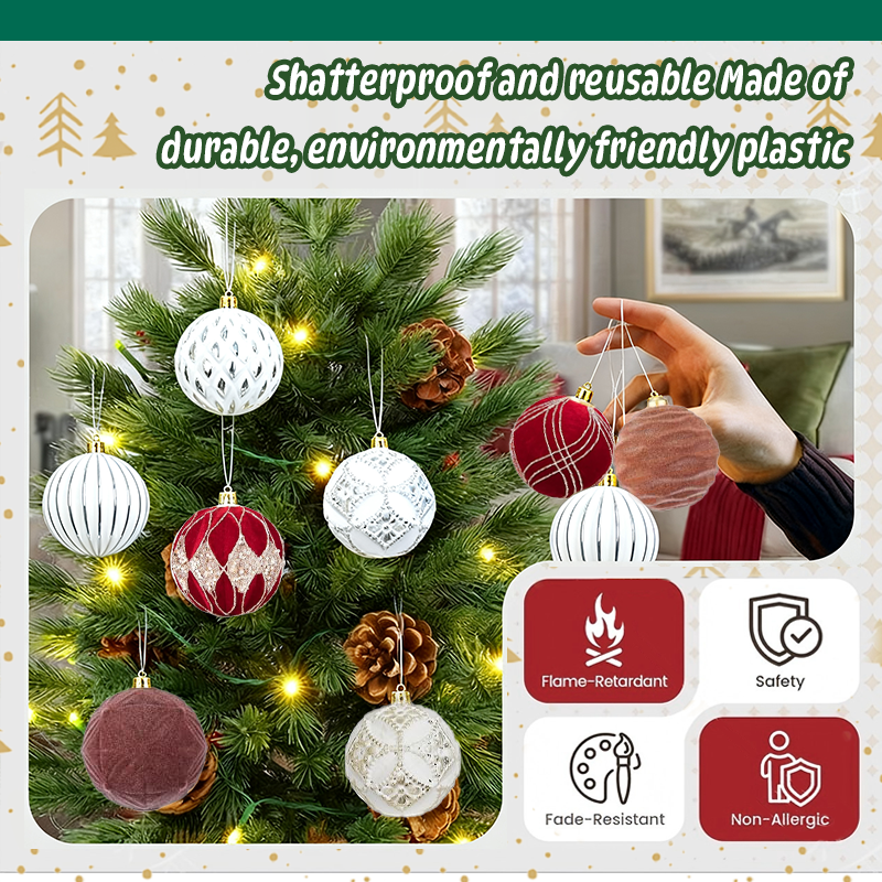 Flocked Christmas Ball Pendant