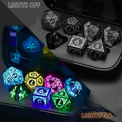 🎲Dreamy Dice for Gamers – Rechargeable RGB Light-Up DND Dice Set