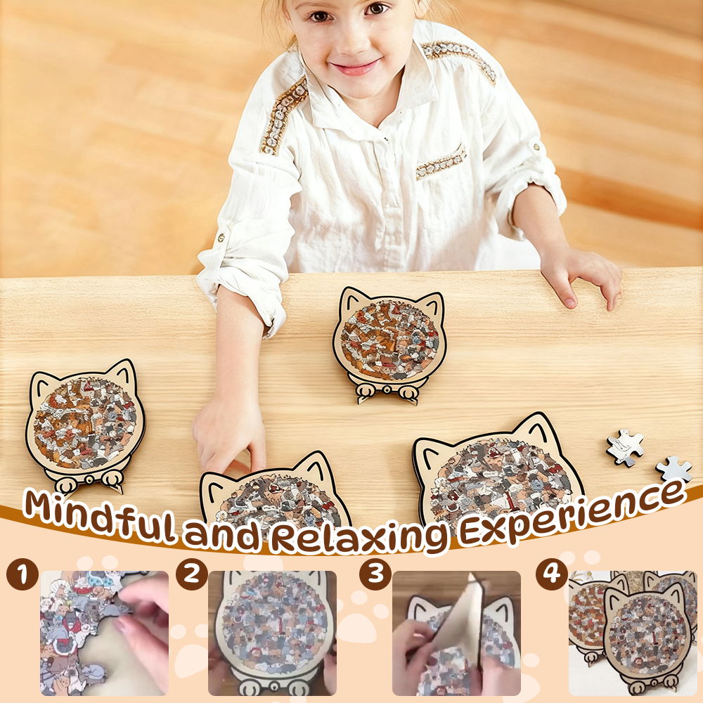 135-Piece Wooden Cat-Shaped Puzzle
