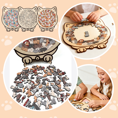 135-Piece Wooden Cat-Shaped Puzzle
