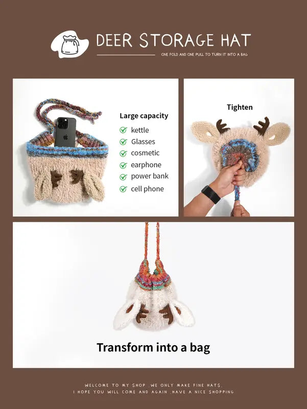 🌲Original Design Handmade Festive Christmas Antler Hat