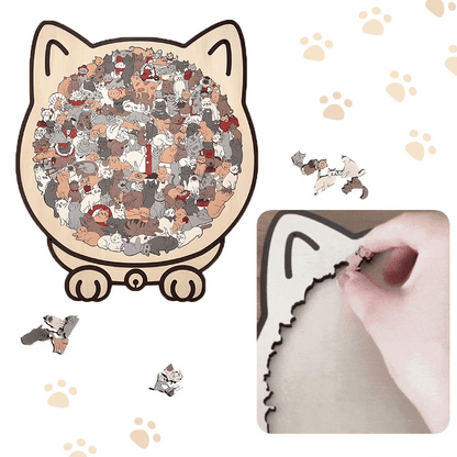 135-Piece Wooden Cat-Shaped Puzzle