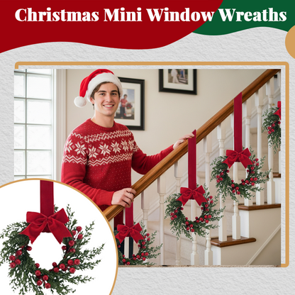 Christmas Kitchen Cabinet Wreaths with Ribbon