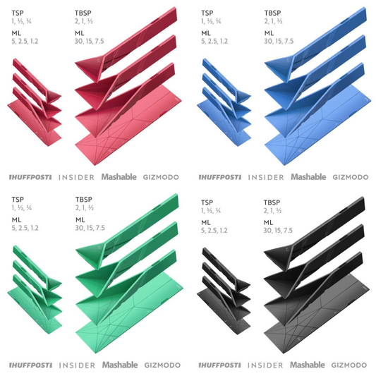 3-in-1 Folding Measuring Spoons - 2 Measuring spoons, with 6 different sizes