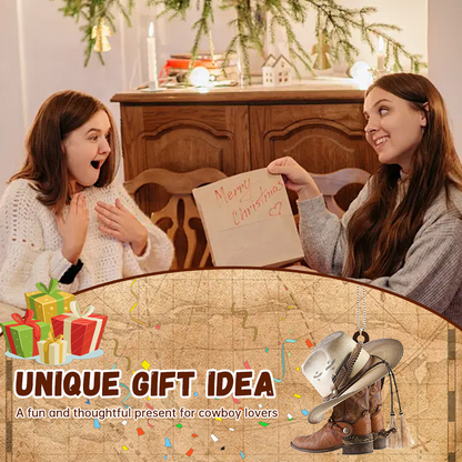 Cowboy Boot and Hat Car Rearview Mirror Pendant