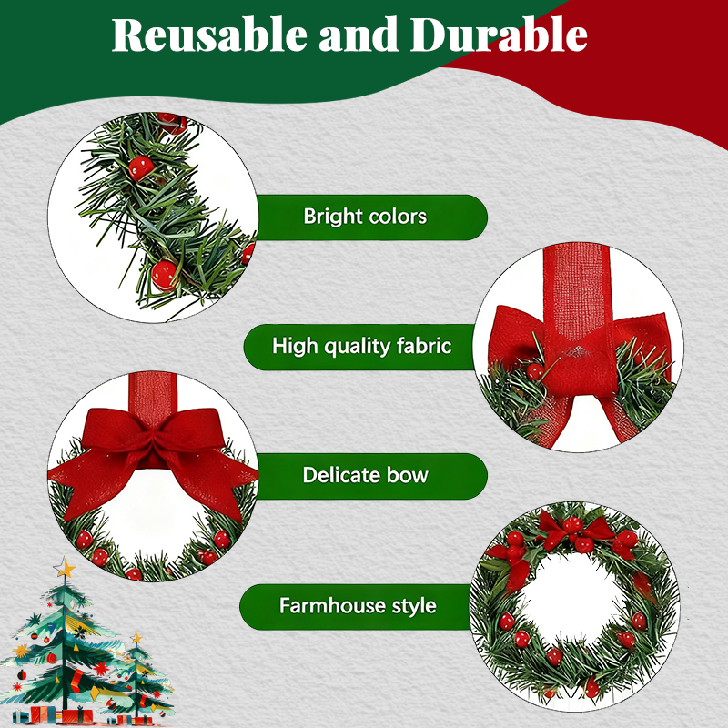 Christmas Kitchen Cabinet Wreaths with Ribbon