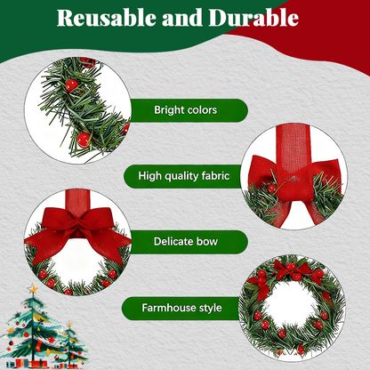 Christmas Kitchen Cabinet Wreaths with Ribbon