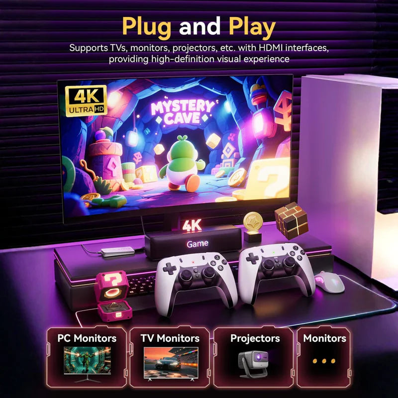 🎮 Mass Games Retro Game Console 20,000+ Games | 19 Emulators | 4K Output | 2 Wireless Controllers | 64GB SD Card