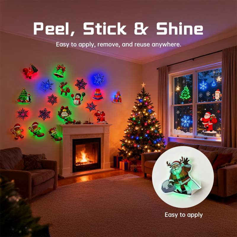 Christmas 3D Glowing Wall Decals