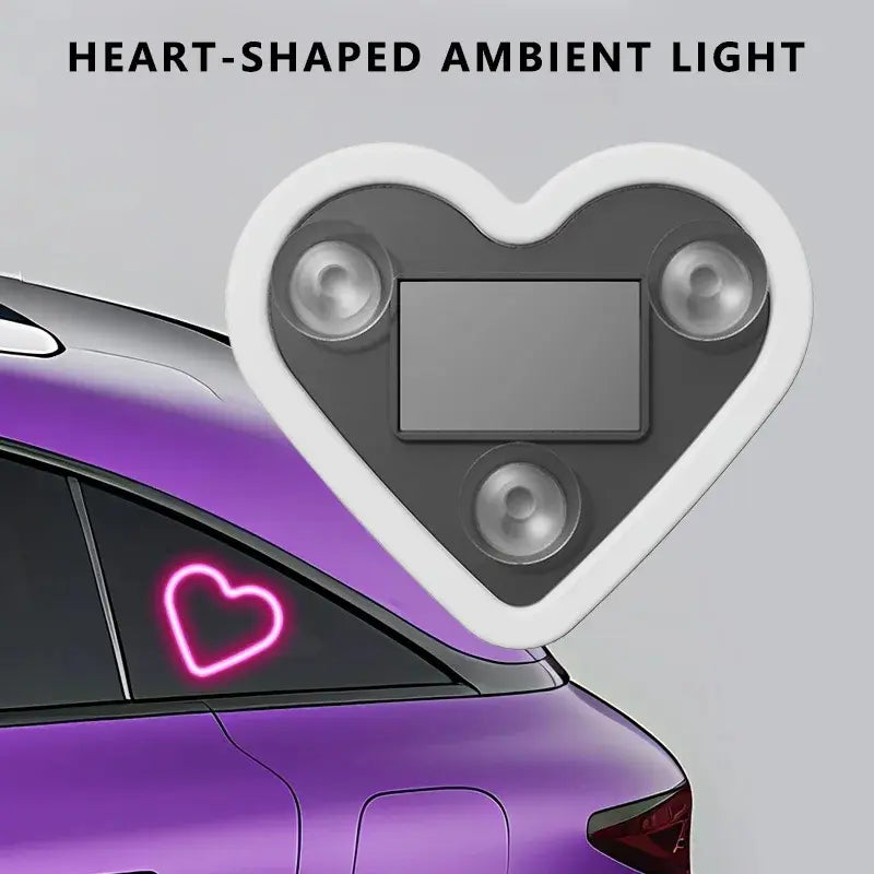 💥Solar Powered Wireless LED Triangle Heart Shape C-Pillar Neon Light for Car Interior Decor