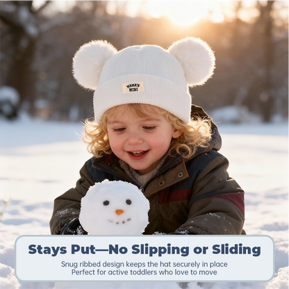 Embroidered Double Pom-pom Woolen Hat