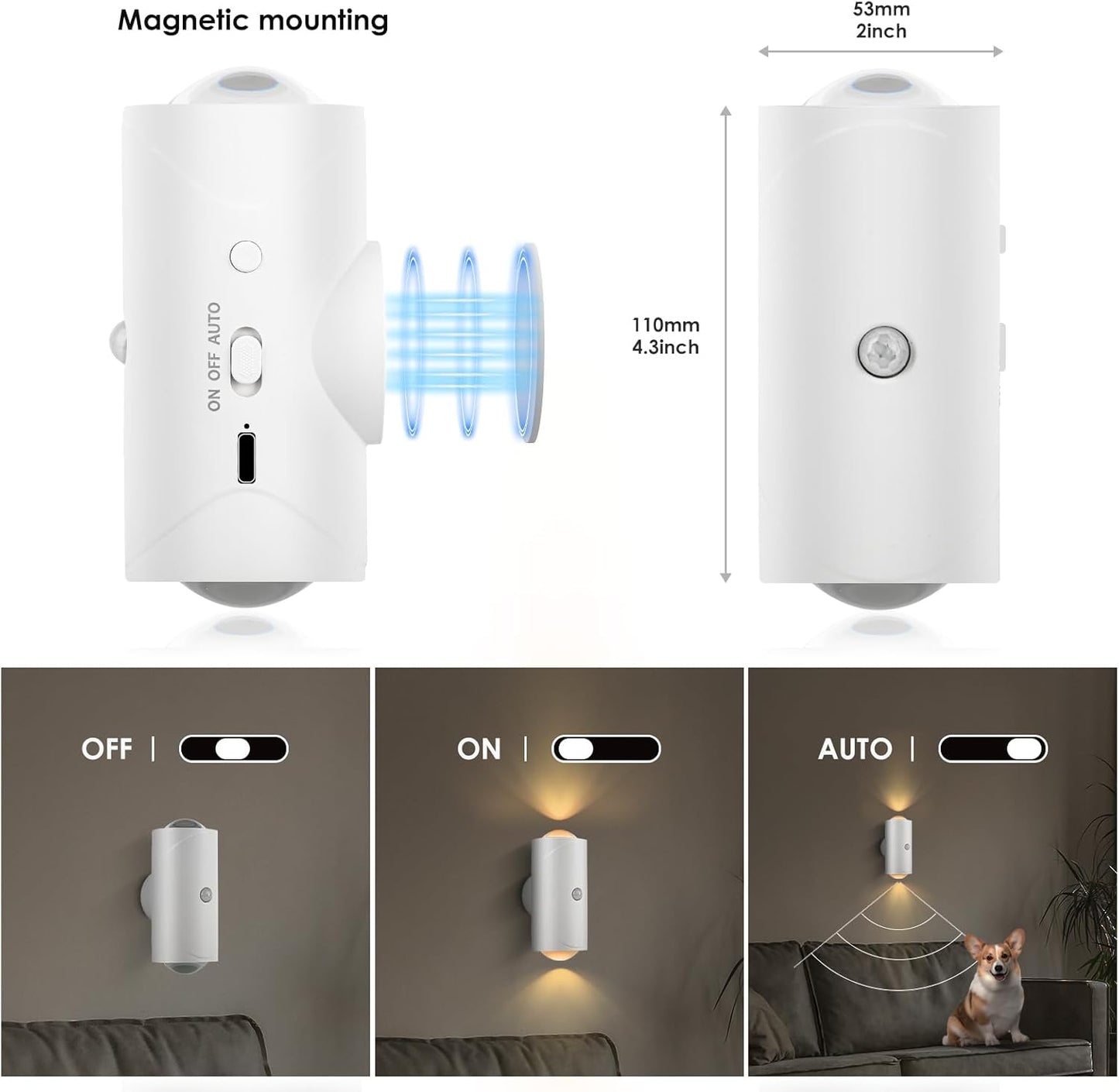 🌈 Smart Rechargeable LED Night Light with Motion Sensor