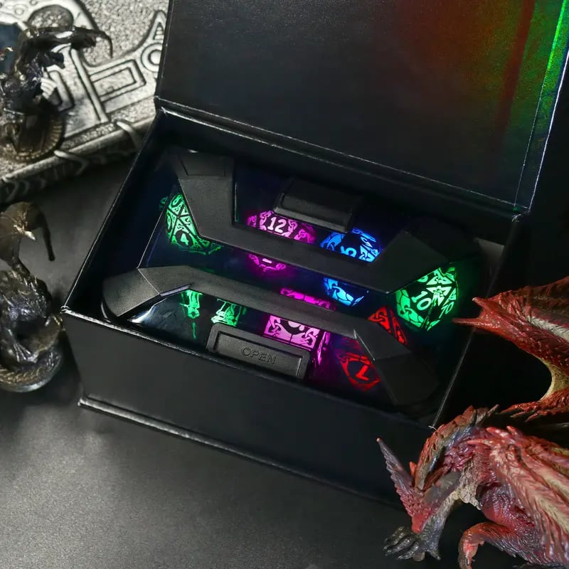 🎲Dreamy Dice for Gamers – Rechargeable RGB Light-Up DND Dice Set