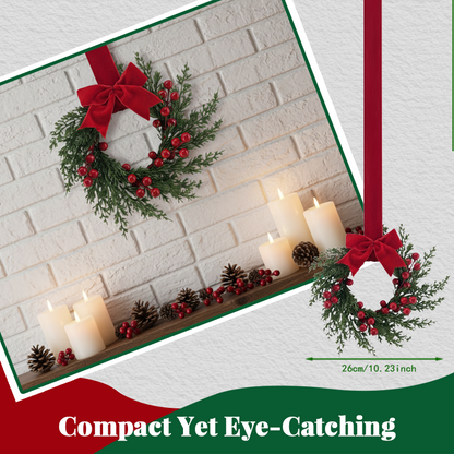 Christmas Kitchen Cabinet Wreaths with Ribbon