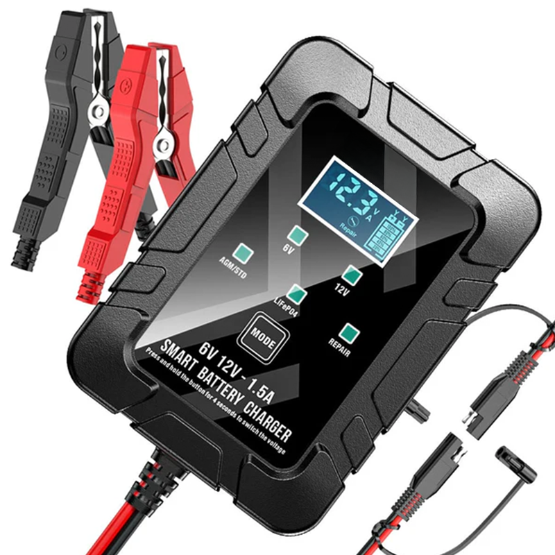 Smart Battery Charger, 6V and 12V, Battery Maintainer, For Lead-Acid & Lithium Batteries