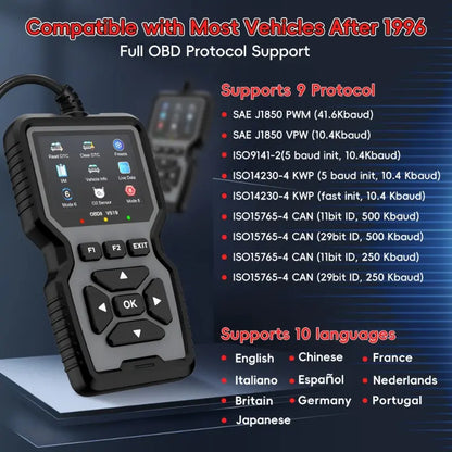 🚗 OBD2 Advanced Diagnostic Tool – Professional Engine Code Reader 🔧