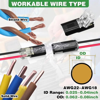 🔥🎄 Christmas Time Limited Offer -🔌2-Pin Solderless Wire Connector – Compact Plug for LED Strips & 18–22 AWG Cables