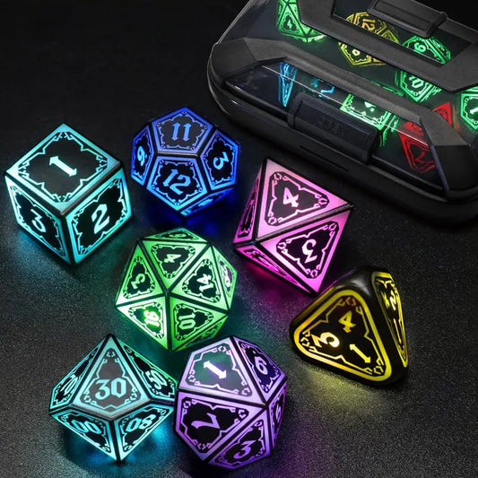 🎲Dreamy Dice for Gamers – Rechargeable RGB Light-Up DND Dice Set