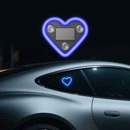 💥Solar Powered Wireless LED Triangle Heart Shape C-Pillar Neon Light for Car Interior Decor