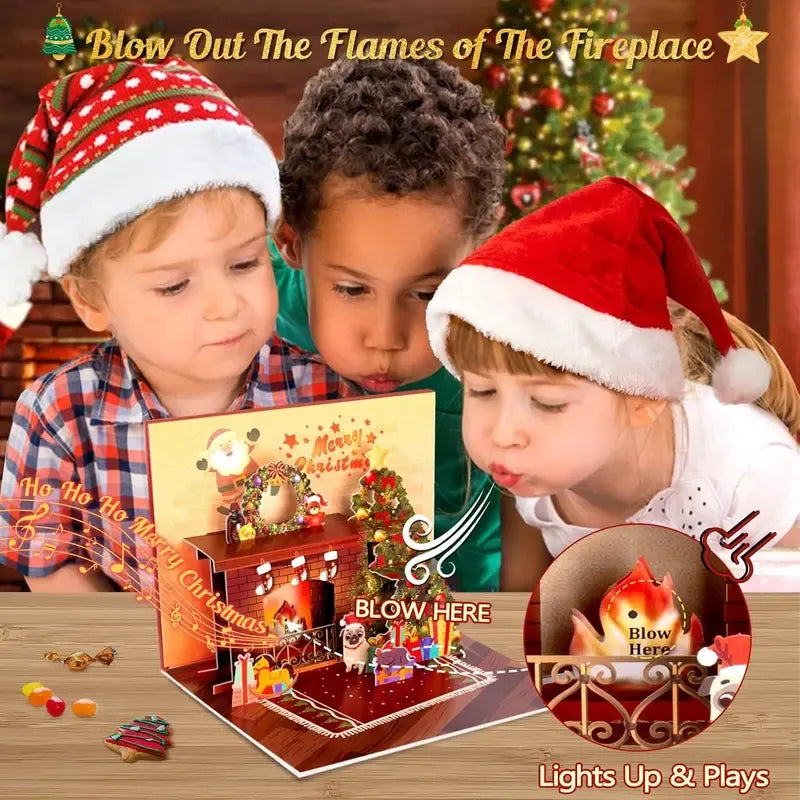 2025 New Arrival-🎅Christmas Card Pop Up with Light and Music