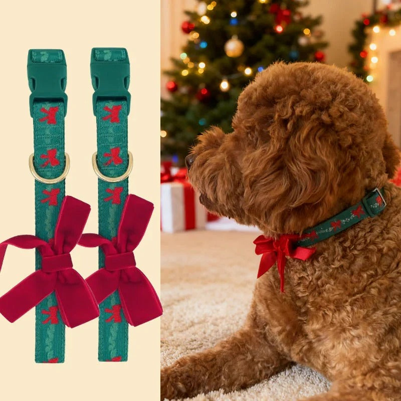 Holiday Bow Dog Collar