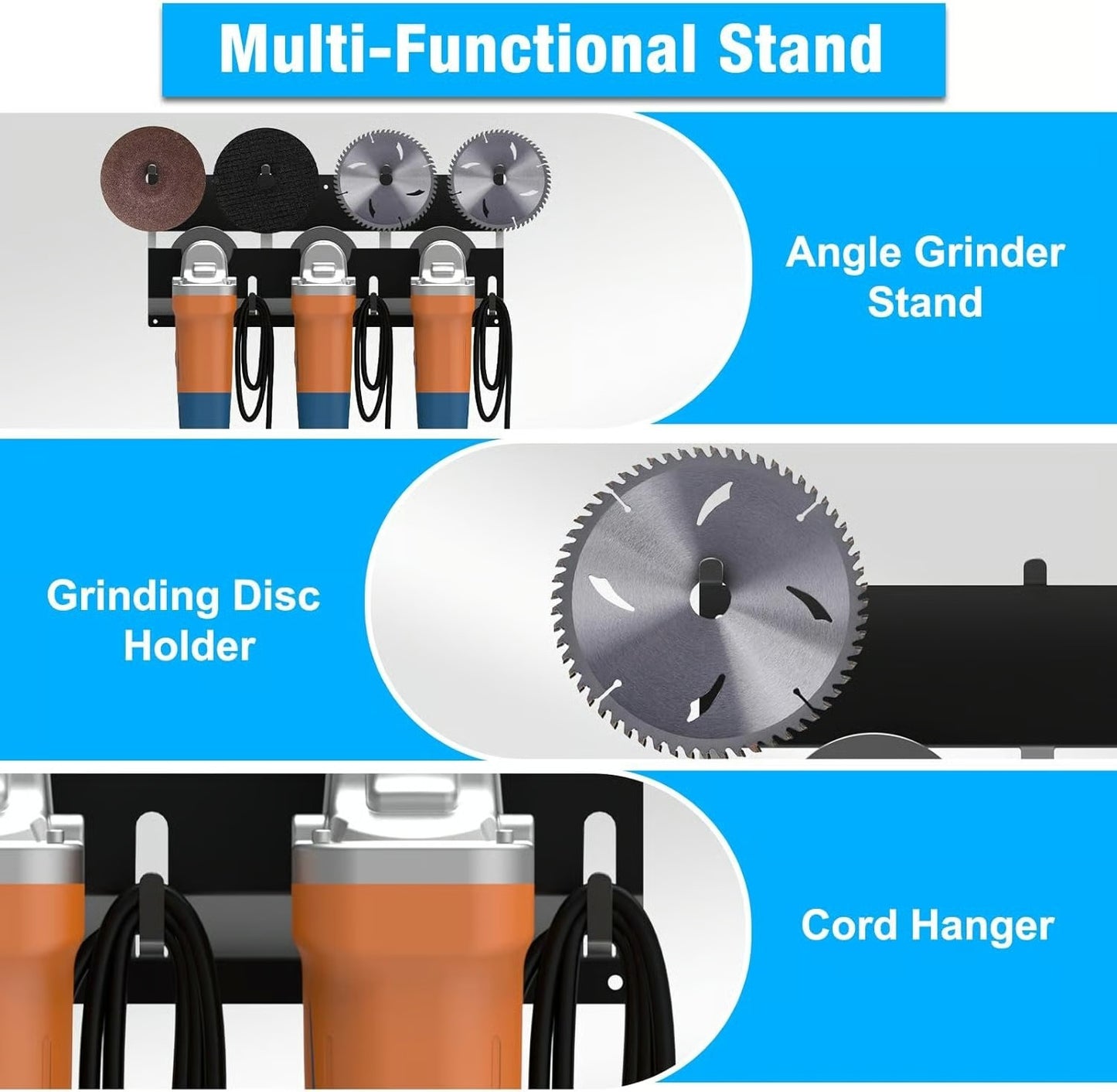 Angle Grinder Holder, 1 Count 3 Bay Tool Storage Rack