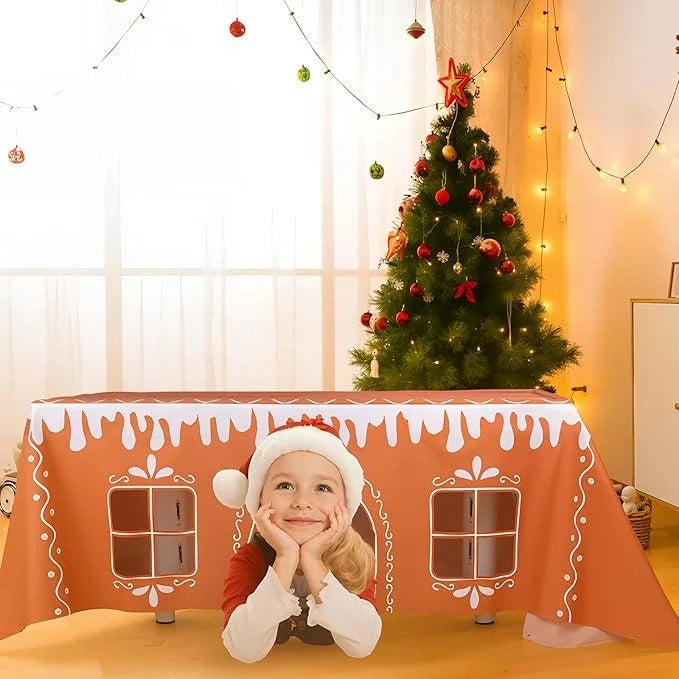 🎅 Gingerbread House Christmas Tablecloth