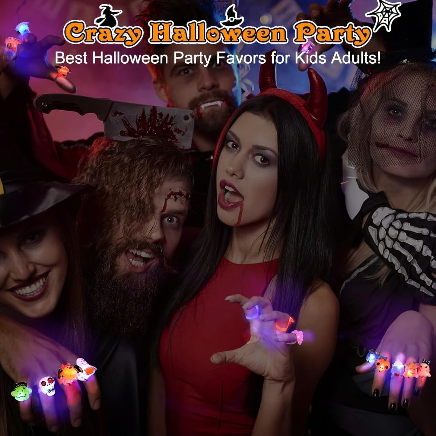 Halloween glow-in-the-dark rings（50 Pcs)