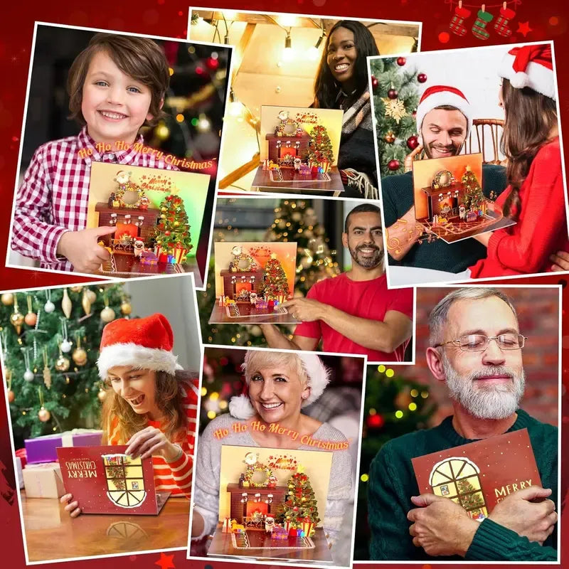 2025 New Arrival-🎅Christmas Card Pop Up with Light and Music