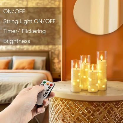 Flameless LED Candles with Embedded Star String