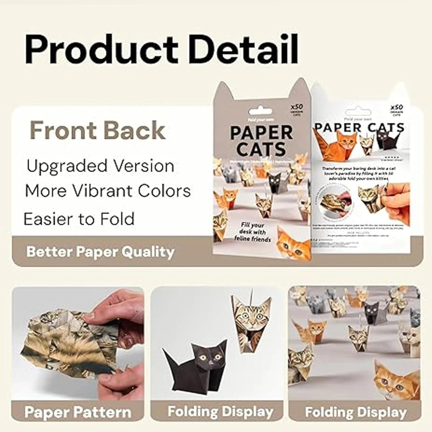 DIY Origami Paper Cats - 50 Sheets DIY Origami Paper