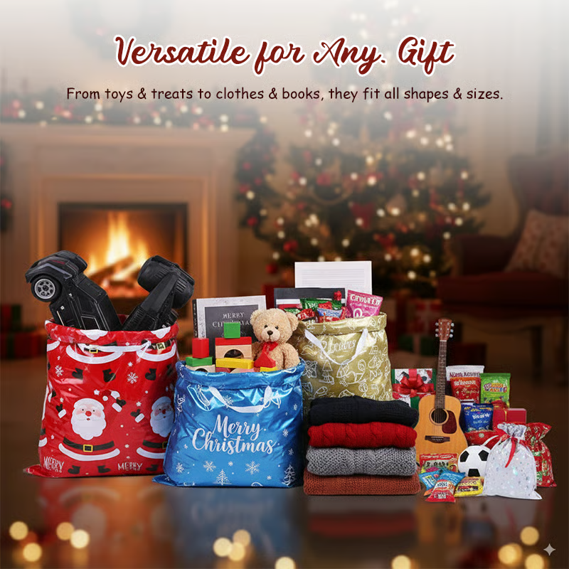 Reusable Drawstring Christmas Gift Bags