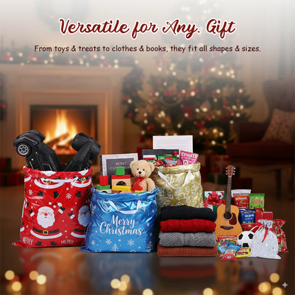 Reusable Drawstring Christmas Gift Bags