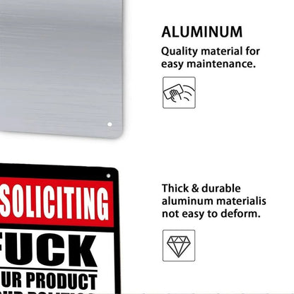 No Soliciting "F" Your Products Go Away Own Risk Sign