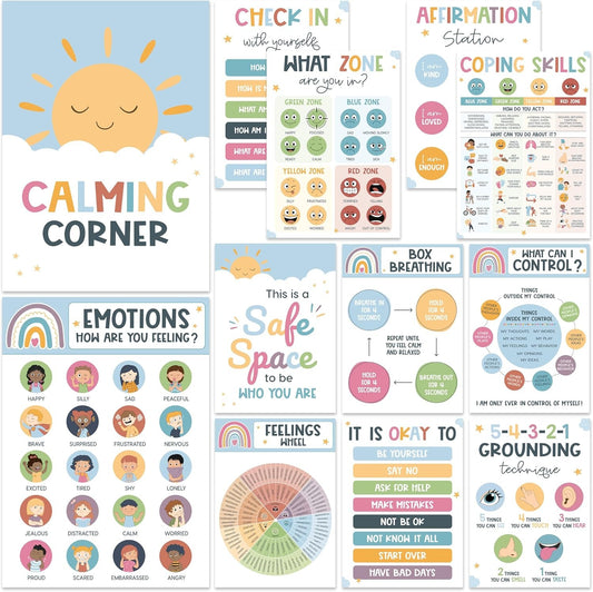 12 Calm Corner Classroom Posters for Kids