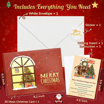 2025 New Arrival-🎅Christmas Card Pop Up with Light and Music