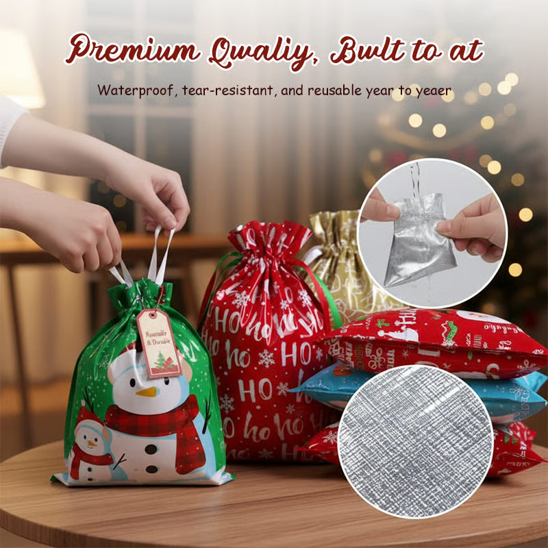 Reusable Drawstring Christmas Gift Bags