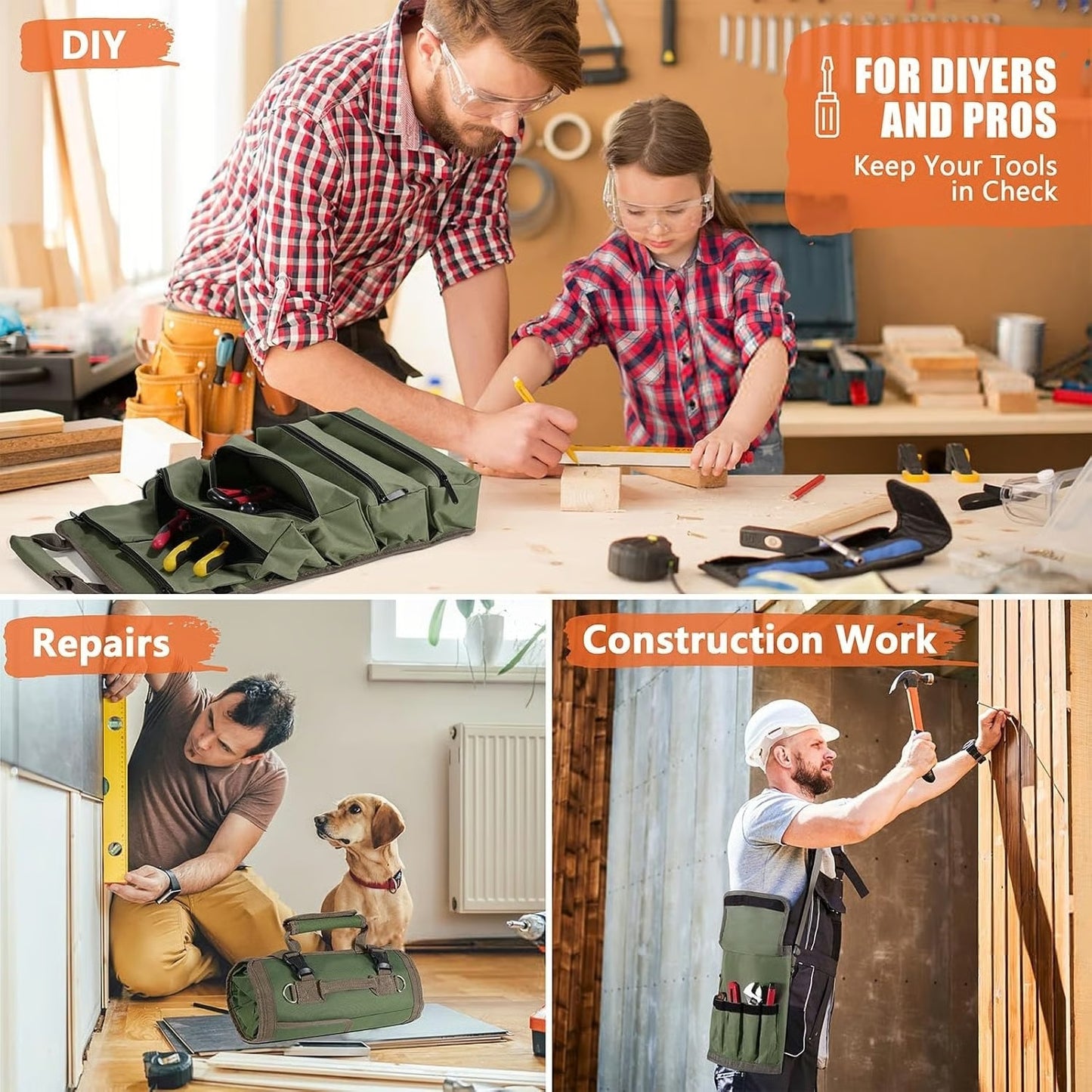 Roll Up Tool Bag-Gifts For Men Dad Husbands Him