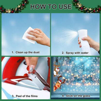 Santa Claus Reindeer Gift Window Decoration