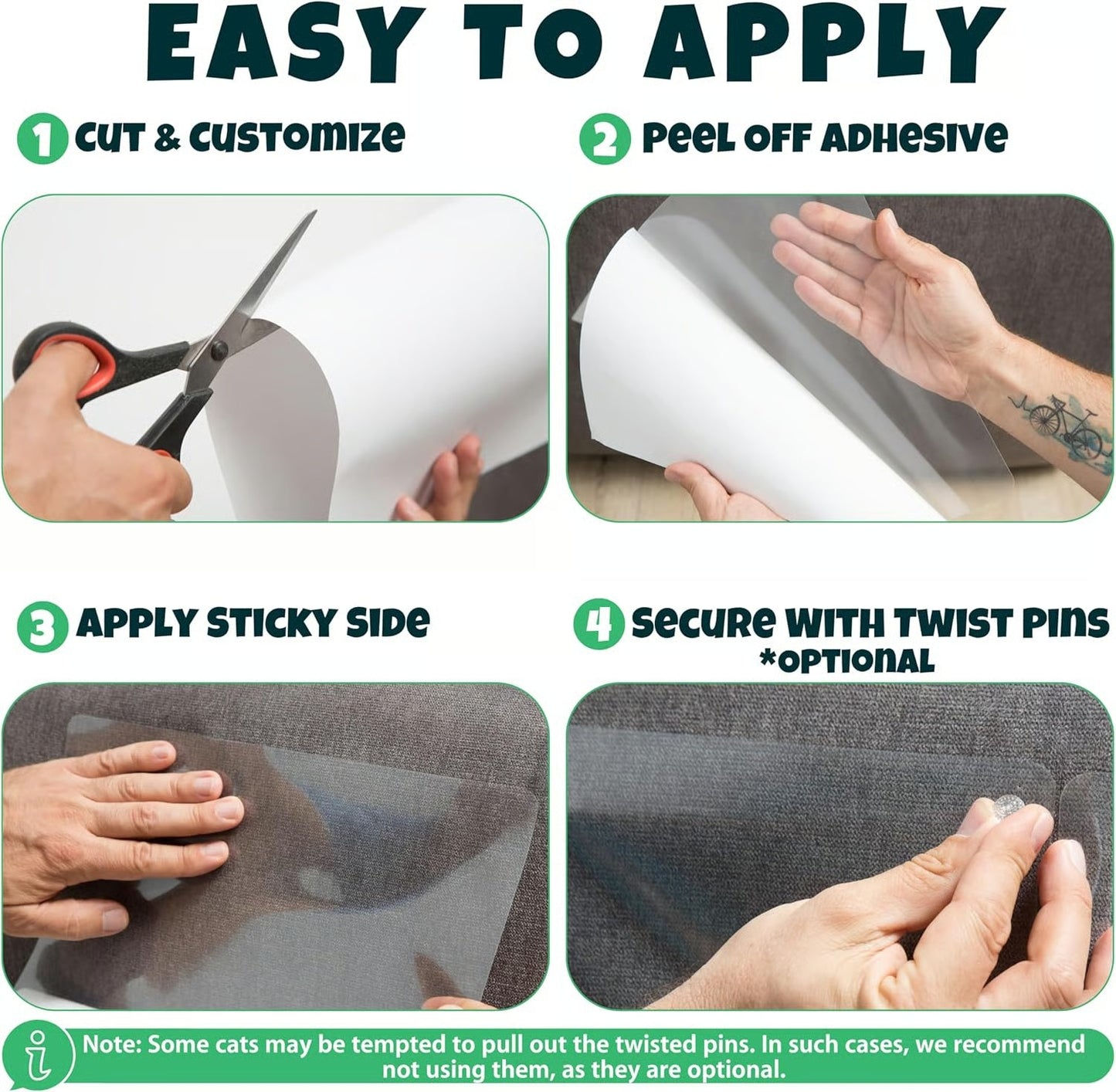 NO PINS Pain Cat Scratch Furniture Protector