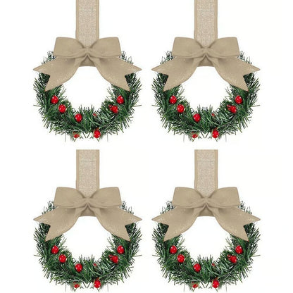 Christmas Kitchen Cabinet Wreaths with Ribbon