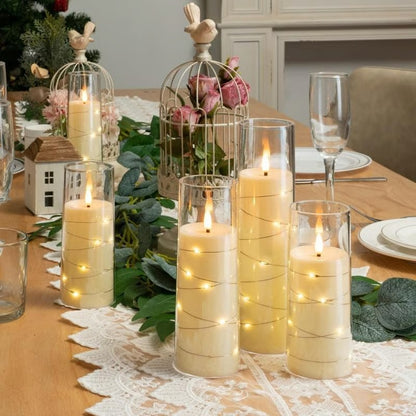 Flameless LED Candles with Embedded Star String