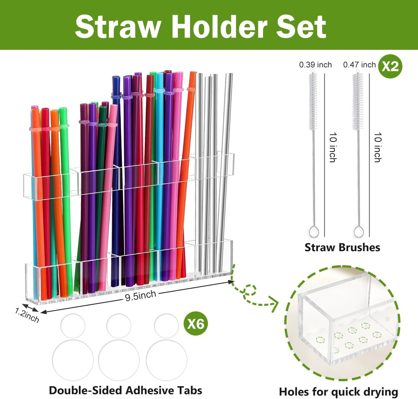 Adjustable Closet Acrylic Straw Holder